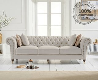 KENSINGTON IVORY LINEN 3 SEATER SOFA - RRP £999: LOCATION - D1