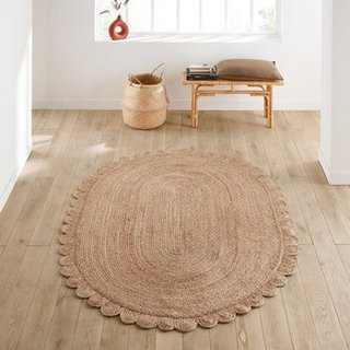 LA REDOUTE INTERIEURS AFTAS OVAL JUTE RUG. SIZE: 160X230CM. RRP - £190: LOCATION - B4