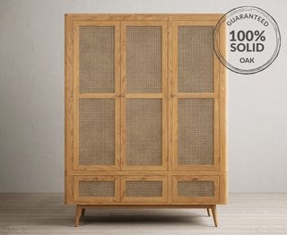 OAK/ARIANA RATTAN TRIPLE WARDROBE - RRP £1299: LOCATION - D1