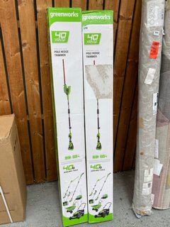 2 X GREENWORKS 40V POLE HEDGE TRIMMER: LOCATION - D3