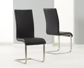 AUSTIN/ALVIN BLACK FAUX LEATHER DINING CHAIR - PAIRS - RRP £220: LOCATION - D2