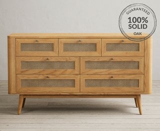 OAK/ARIANA RATTAN WIDE CHEST OF DRAWERS - RRP £699: LOCATION - D2