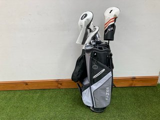 FAZER GOLF BAG IN GREY & WHITE TO INCLUDE QTY OF ASSORTED GOLF CLUBS: LOCATION - C1