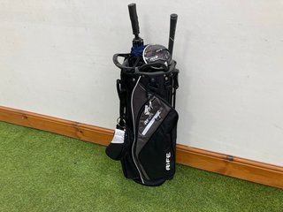 RIFE GOLF BAG IN GREY & BLACK TO INCLUDE GOLF UMBRELLA: LOCATION - C2