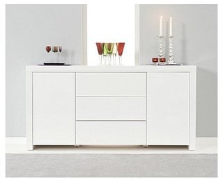 HAMPSTEAD/HER 2 DOOR 3 DRAWER WHITE HIGH GLOSS SIDEBOARD - RRP £729: LOCATION - D2