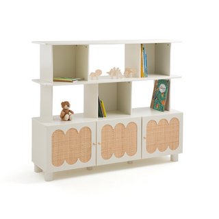 LA REDOUTE INTERIEURS PTILU WOOD AND RATTAN BOOKCASE. RRP - £475: LOCATION - C5