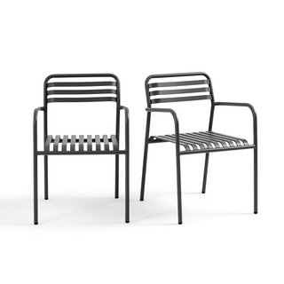 LA REDOUTE INTERIEURS SET OF 2 MANNI ALUMINIUM GARDEN ARMCHAIRS. RRP - £350: LOCATION - C5