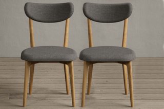 NORDIC/NORD OAK/GREY LINEN CHAIR - PAIRS - RRP £240: LOCATION - D2