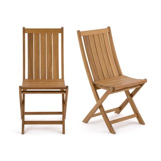 LA REDOUTE INTERIEURS SET OF 2 PALERA ACACIA FOLDING GARDEN CHAIRS. RRP - £165: LOCATION - C6