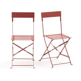 LA REDOUTE INTERIEURS SET OF 2 OZEVAN FOLDING METAL CHAIRS. RRP - £160: LOCATION - C6