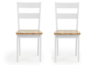 CHILTERN/CASTLETON WHITE/OAK CHAIR (PAIRS) - RRP £112: LOCATION - D2