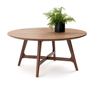 LA REDOUTE INTERIEURS LARSEN LARGE ROUND WALNUT COFFEE TABLE. RRP - £499: LOCATION - C6