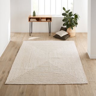 LA REDOUTE INTERIEURS AFTAS RECTANGULAR 100% BLEACHED JUTE RUG. SIZE: 200X290CM. RRP - £290: LOCATION - C6