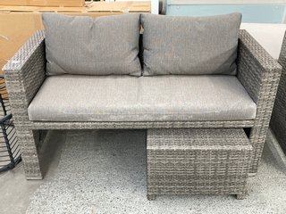 JOHN LEWIS & PARTNERS ALORA 2 SEATER RATTAN GARDEN SOFA WITH FOOTSTOOL: LOCATION - B6