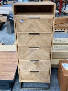 JOHN LEWIS & PARTNERS ESTATE 5+1 DRAWER TALLBOY CHEST IN OAK RRP - £799: LOCATION - B6