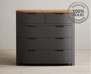 BRADWELL/BRAHMS CHARCOAL 2 OVER 3 CHEST OF DRAWERS - RRP £499: LOCATION - D3