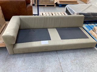 PARTIAL MOSSLEY CORNER SOFA SECTION IN OLIVE LINEN (MISSING CUSHIONS): LOCATION - A2