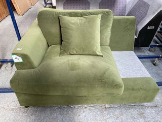 PARTIAL CORNER SOFA SECTION IN GREEN VELVET: LOCATION - A3