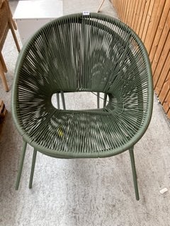 PAIR OF JOHN LEWIS & PARTNERS SALSA GARDEN CHAIRS IN FOREST GREEN STRING RATTAN FINISH: LOCATION - A6