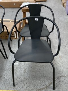 LA REDOUTE SET OF 2 OBLICE METAL GARDEN CHAIRS IN BLACK RRP - £250: LOCATION - B1