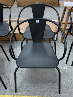 LA REDOUTE SET OF 2 OBLICE METAL GARDEN CHAIRS IN BLACK RRP - £250: LOCATION - B1