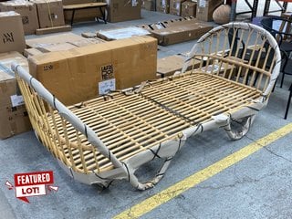 LA REDOUTE MALU VINTAGE RATTAN BED IN NATURAL RRP - £699: LOCATION - B1 (KERBSIDE PALLET DELIVERY)