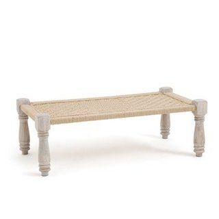 LA REDOUTE INTERIEURS ADAS ROPE & MANGO WOOD INDIAN BENCH. RRP - £375: LOCATION - B1