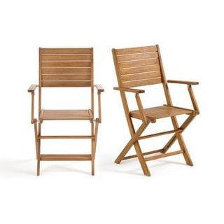 LA REDOUTE INTERIEURS SET OF 2 NAPLI ACACIA GARDEN ARMCHAIRS. RRP - £125: LOCATION - B1