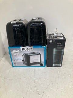 4 X ASSORTED KITCHEN ITEMS TO INCLUDE DELONGHI KG210 COFFEE GRINDER WITH STAINLESS STEEL BLADES IN BLACK: LOCATION - BR1