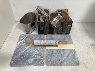 QTY OF ASSORTED ITEMS TO INCLUDE JOHN LEWIS AND PARTNERS STAINLESS STEEL KITCHEN POTS: LOCATION - BR1