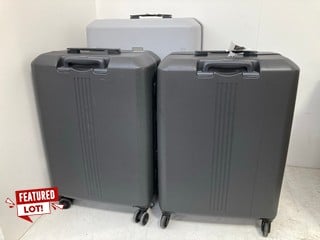 3 X JOHN LEWIS AND PARTNERS HARDCASE SUITCASES IN DARK AND LIGHT GREY: LOCATION - BR1