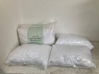 QTY OF ASSORTED PILLOWS TO INCLUDE JOHN LEWIS AND PARTNERS ACTIVE ANTI-ALLERGY PILLOW PAIR: LOCATION - BR3