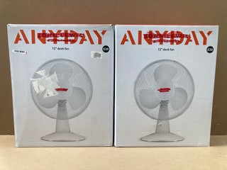 2 X JOHN LEWIS AND PARTNERS 12" DESK FANS: LOCATION - BR4