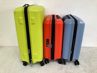 3 X AMERICAN TOURISTER HARDCASE SUITCASES IN SKY BLUE, ORANGE AND LIME: LOCATION - BR6