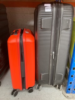 2 X AMERICAN TOURISTER HARDCASE SUITCASES IN BLACK AND ORANGE: LOCATION - BR7