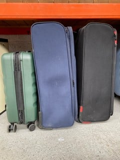 3 X SUITCASES TO INCLUDE JOHN LEWIS AND PARTNERS MEDIUM SUITCASE IN BLACK AND ANTLER HARDCASE CABIN SUITCASE IN FOREST GREEN: LOCATION - BR7