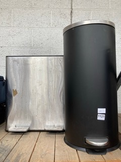 2 X MEDIUM SIZE PEDAL BINS IN BLACK AND SILVER: LOCATION - BR8