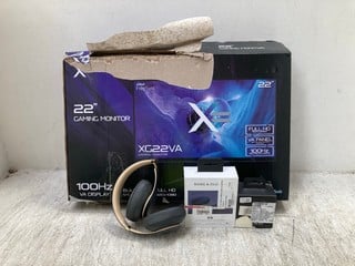 QTY OF ASSORTED TECH ITEMS TO INCLUDE 22" GAMING MONITOR FULL HD 100HZ WITH BUILT IN SPEAKERS XG22VA AND BEATS BY DR DRE HEADPHONES: LOCATION - BR13