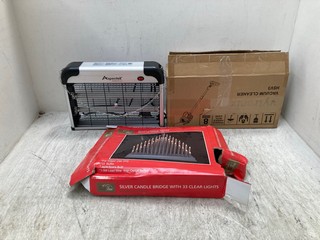 QTY OF ASSORTED ELECTRICAL ITEMS TO INCLUDE ASPECTEK ELECTRIC HEATER AND VYTRONIX HSV3 VACUUM CLEANER: LOCATION - BR13