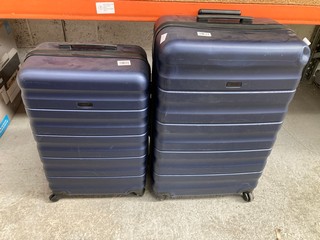 JOHN LEWIS & PARTNERS LARGE HARD SHELL SUITCASE TO INCLUDE MEDIUM SUITCASE IN NAVY: LOCATION - BR16