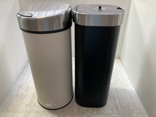 JOHN LEWIS & PARTNERS TOP TOUCH WASTE BIN IN BEIGE TO INCLUDE WASTE BIN IN BLACK: LOCATION - BR17