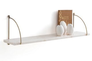 LA REDOUTE INTERIEURS FITIA 80CM MARBLE & BRASS WALL SHELF. RRP - £130: LOCATION - BR2