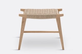 LA REDOUTE INTERIEURS KIOTO OAK AND WOVEN BRAIDED STOOL. RRP - £135: LOCATION - BR2