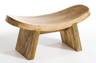 AM.PM FUYUKA SOLID MANGO WOOD SMALL YOGA STOOL. RRP - £135: LOCATION - BR4