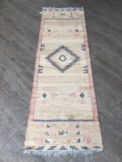 LA REDOUTE NAVAJA AGED EFFECT KILIM JUTE RUG SIZE : 80 X 250CM: LOCATION - BR4