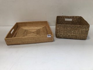 QTY OF ASSORTED LA REDOUTE ITEMS TO INCLUDE RABIA RATTAN TRAY IN NATURAL: LOCATION - BR5