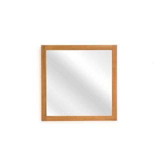 LA REDOUTE INTERIEURS OILED ACACIA 60CM SQUARE BATHROOM MIRROR. RRP - £85: LOCATION - C4