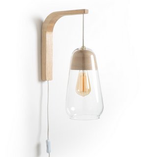 LA REDOUTE INTERIEURS NASOA CONTEMPORARY WALL LIGHT IN GLASS & WOOD. RRP - £140: LOCATION - C6