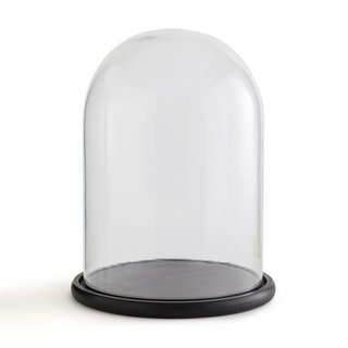 LA REDOUTE INTERIEURS CAMPA 32CM HIGH GLASS BELL JAR WITH BLACK BASE. RRP - £75: LOCATION - C6