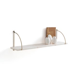 LA REDOUTE INTERIEURS FITIA 80CM MARBLE & BRASS WALL SHELF. RRP - £130: LOCATION - C6